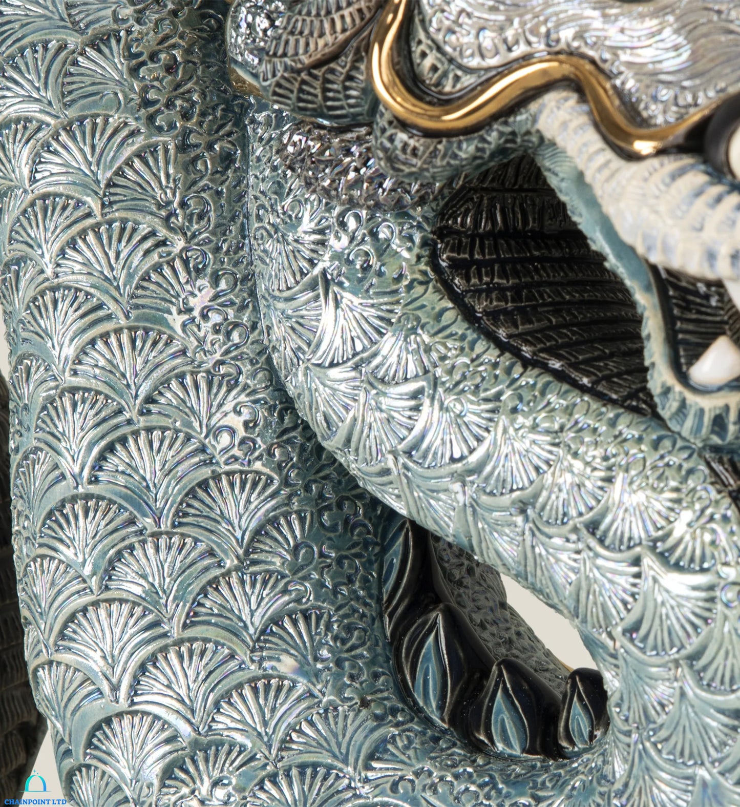 Zainab Blue Gold Ceramic Dragon