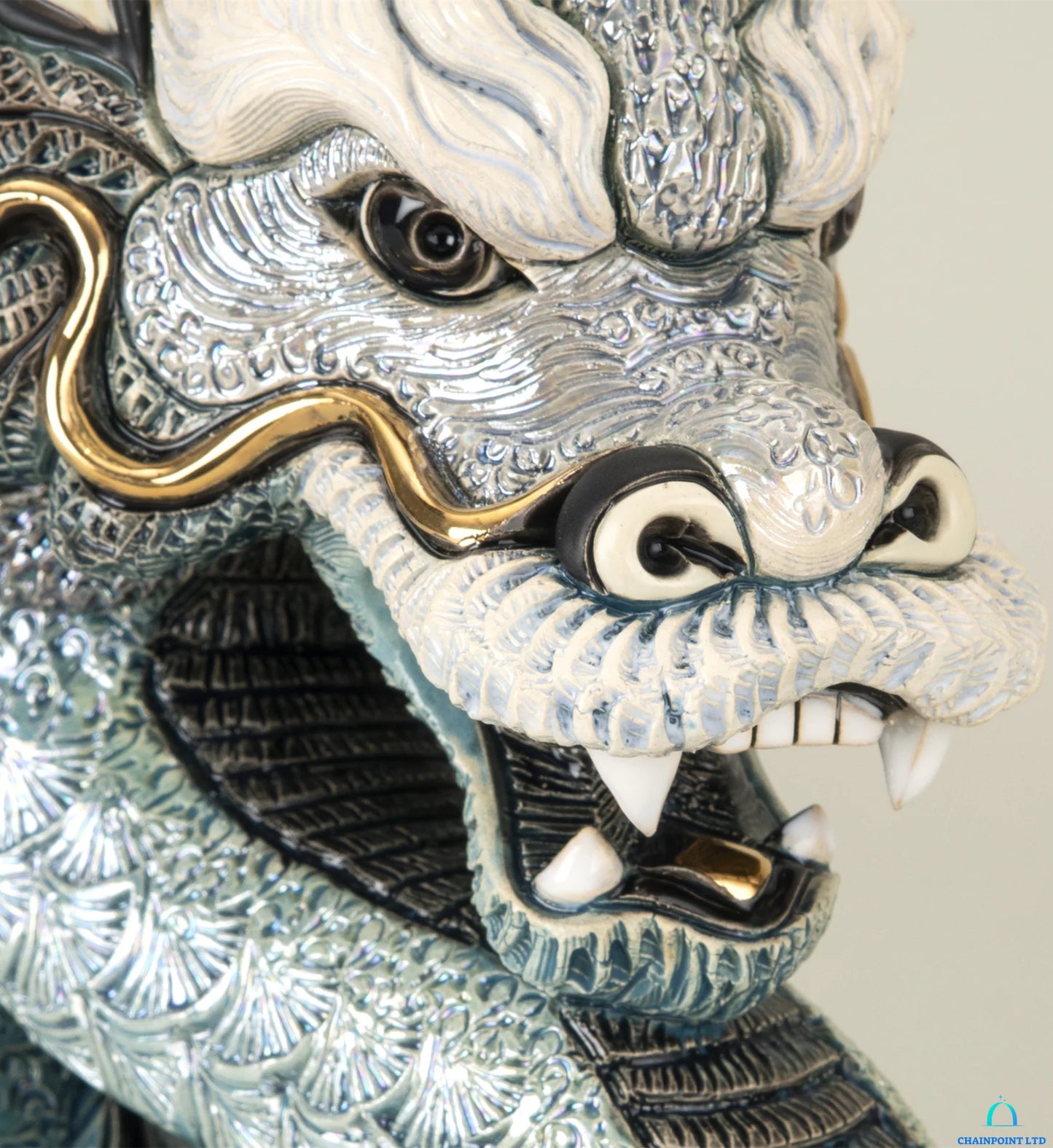 Zainab Blue Gold Ceramic Dragon