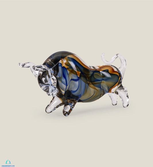Lati blue glass bull sculpture