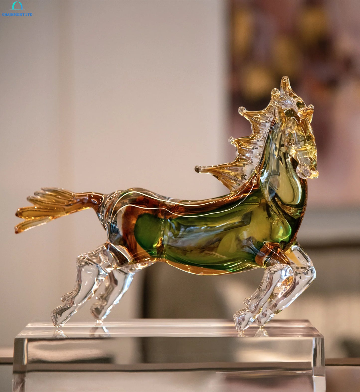 Karme Green Glass Horse Sculpture