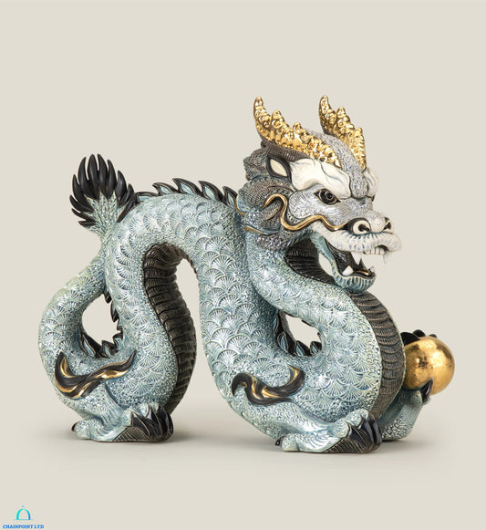 Zainab Blue Gold Ceramic Dragon