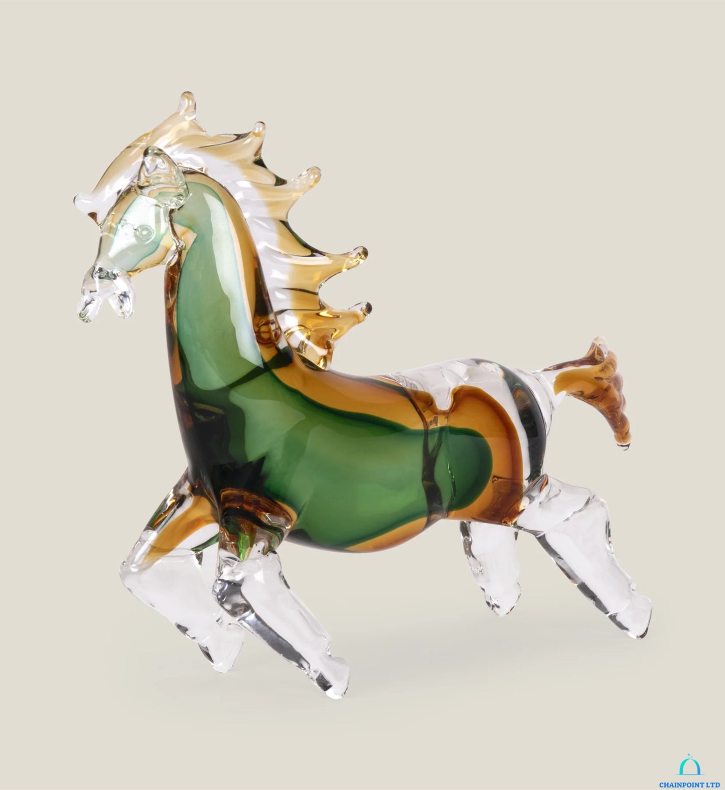 Karme Green Glass Horse Sculpture