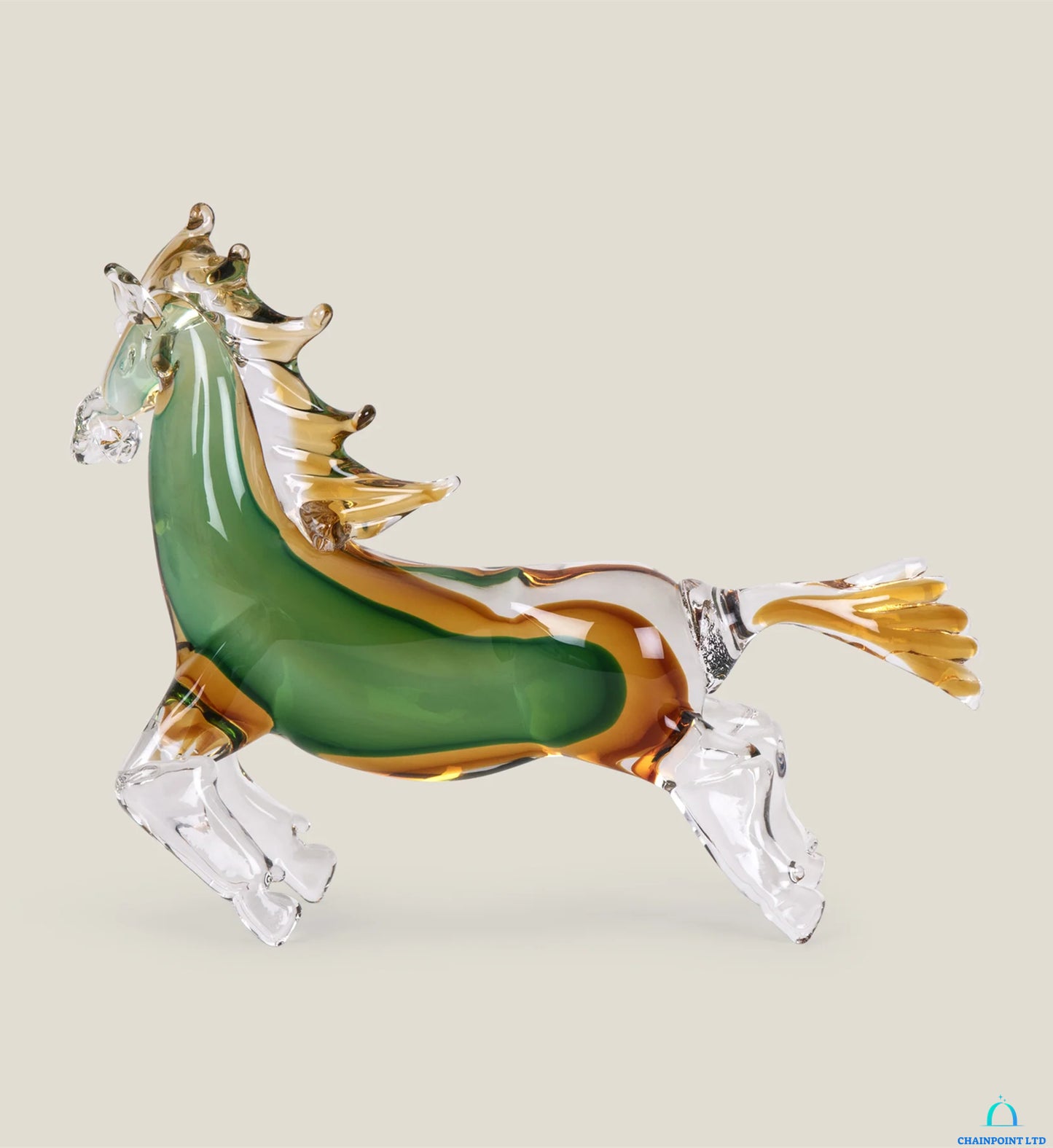 Karme Green Glass Horse Sculpture
