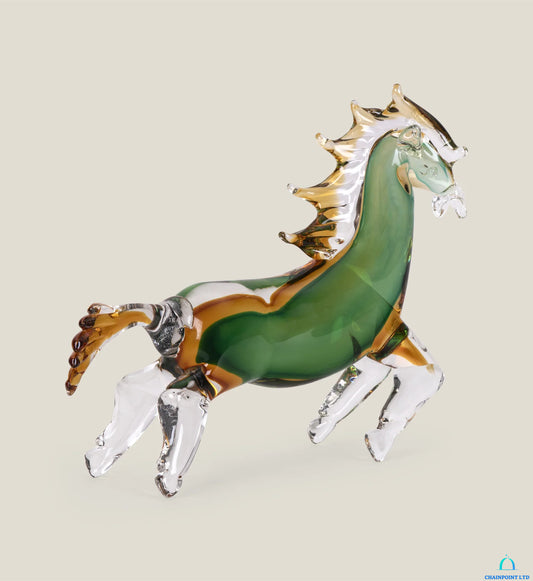 Karme Green Glass Horse Sculpture